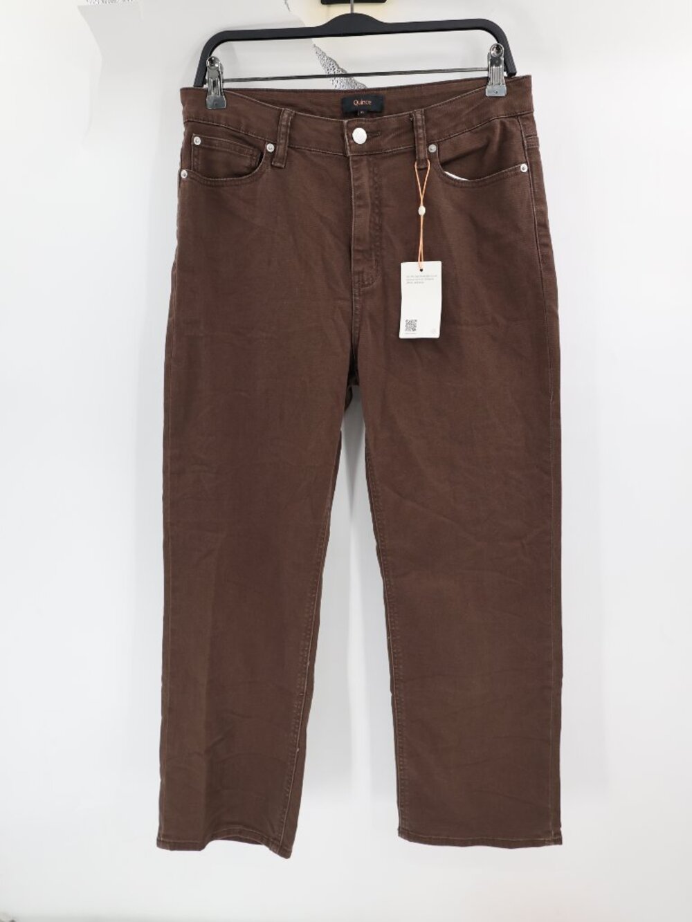 NWT Quince Jeans Women 31 L26 Bella Stretch Straight Leg High Rise Coffee Brown